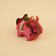 Hand-Sewn Linen Rose Quartz Tiger Mini Guardian – back view and handcrafted finishing details