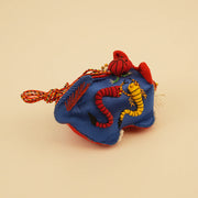 Mini Guardian Tiger - Azure | Hand-Sewn Folk Art – back view and handcrafted finishing details