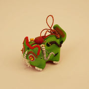 Hand-Sewn Linen Jade Tiger Mini Guardian – back view and handcrafted finishing details