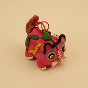 Hand-Sewn Linen Rose Quartz Tiger Mini Guardian – side view showing shape and hand-stitched details