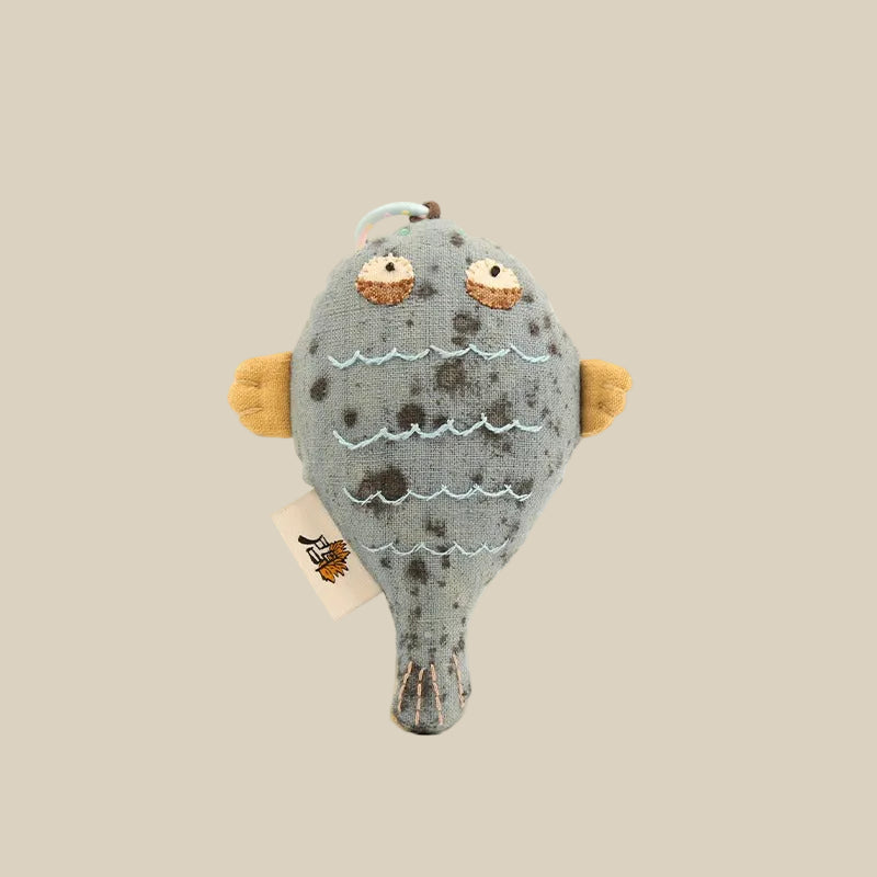 Handcrafted Linen Dusty Blue Fish Bag Charm