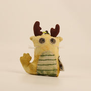 Handcrafted Linen Golden-Horn Dragon Bag Charm – handmade linen animal bag charm by Brusion