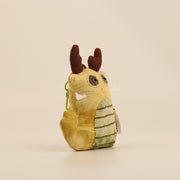 Handcrafted Linen Golden-Horn Dragon Bag Charm – handmade linen animal bag charm by Brusion