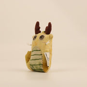 Handcrafted Linen Golden-Horn Dragon Bag Charm – handmade linen animal bag charm by Brusion