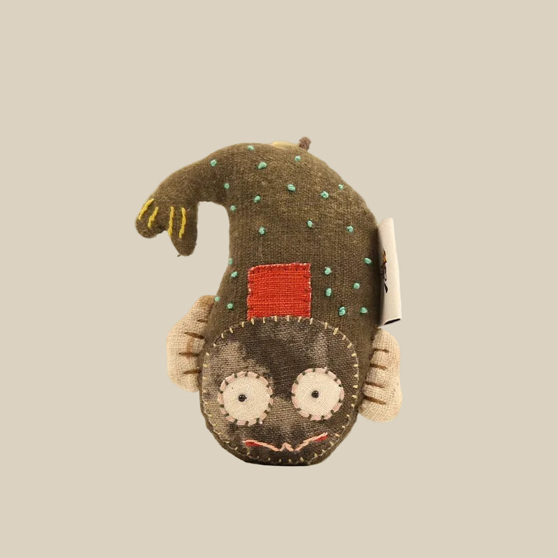 Handcrafted Linen Night-Eyed Pufferfish Bag Charm
