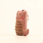 Handcrafted Linen Pink-Tail Striped Snake Bag Charm – handmade linen animal bag charm by Brusion