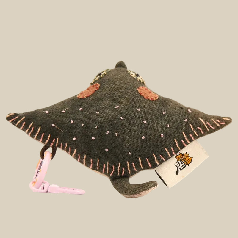 Handcrafted Linen Speckled Manta Ray Bag Charm