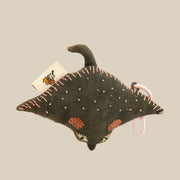 Handcrafted Linen Speckled Manta Ray Bag Charm – handmade linen animal bag charm by Brusion