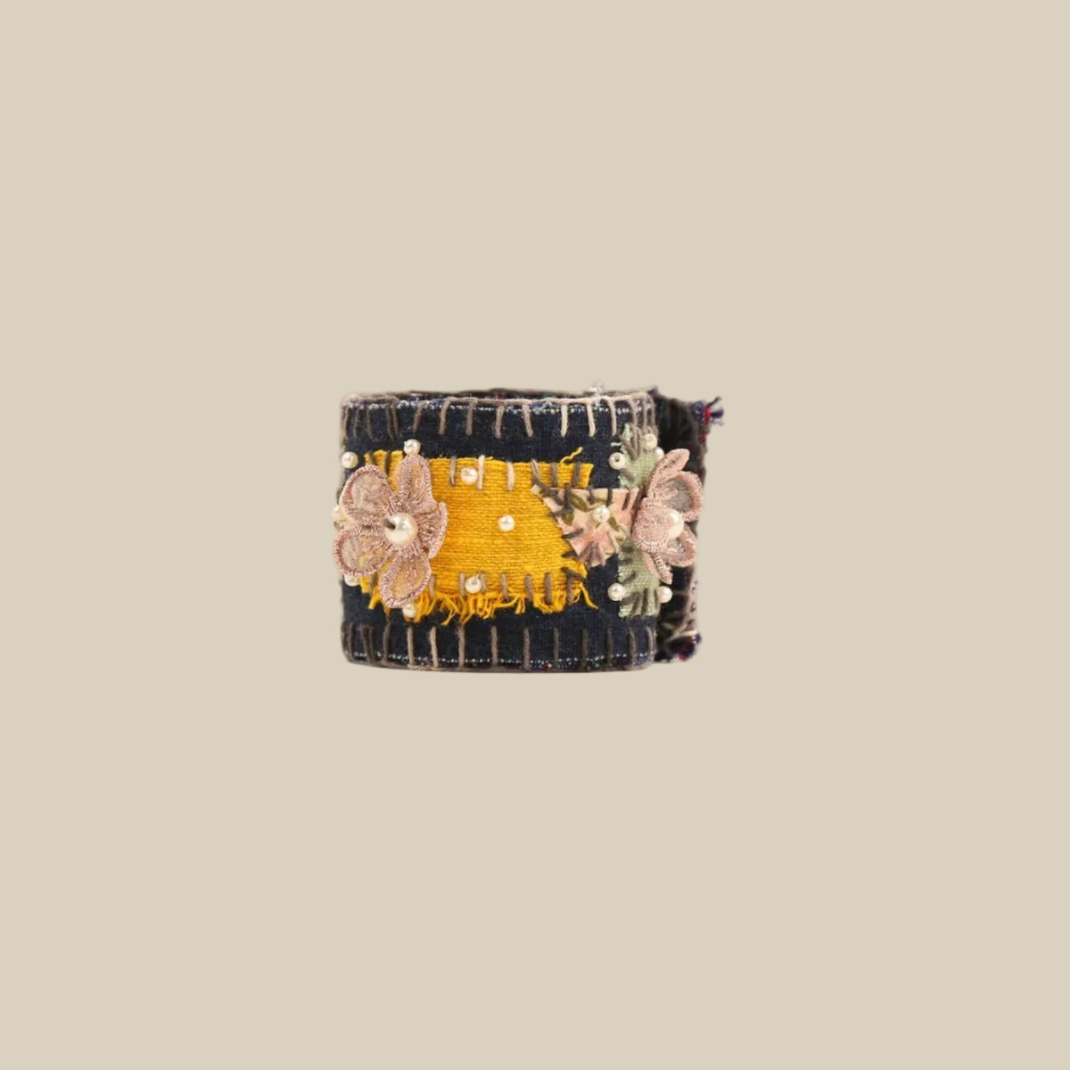 Indigo Fine-Stripe Fabric Wristband