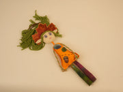 Kinya Forest Spirit Doll – close-up of linen, patchwork, and textile texture