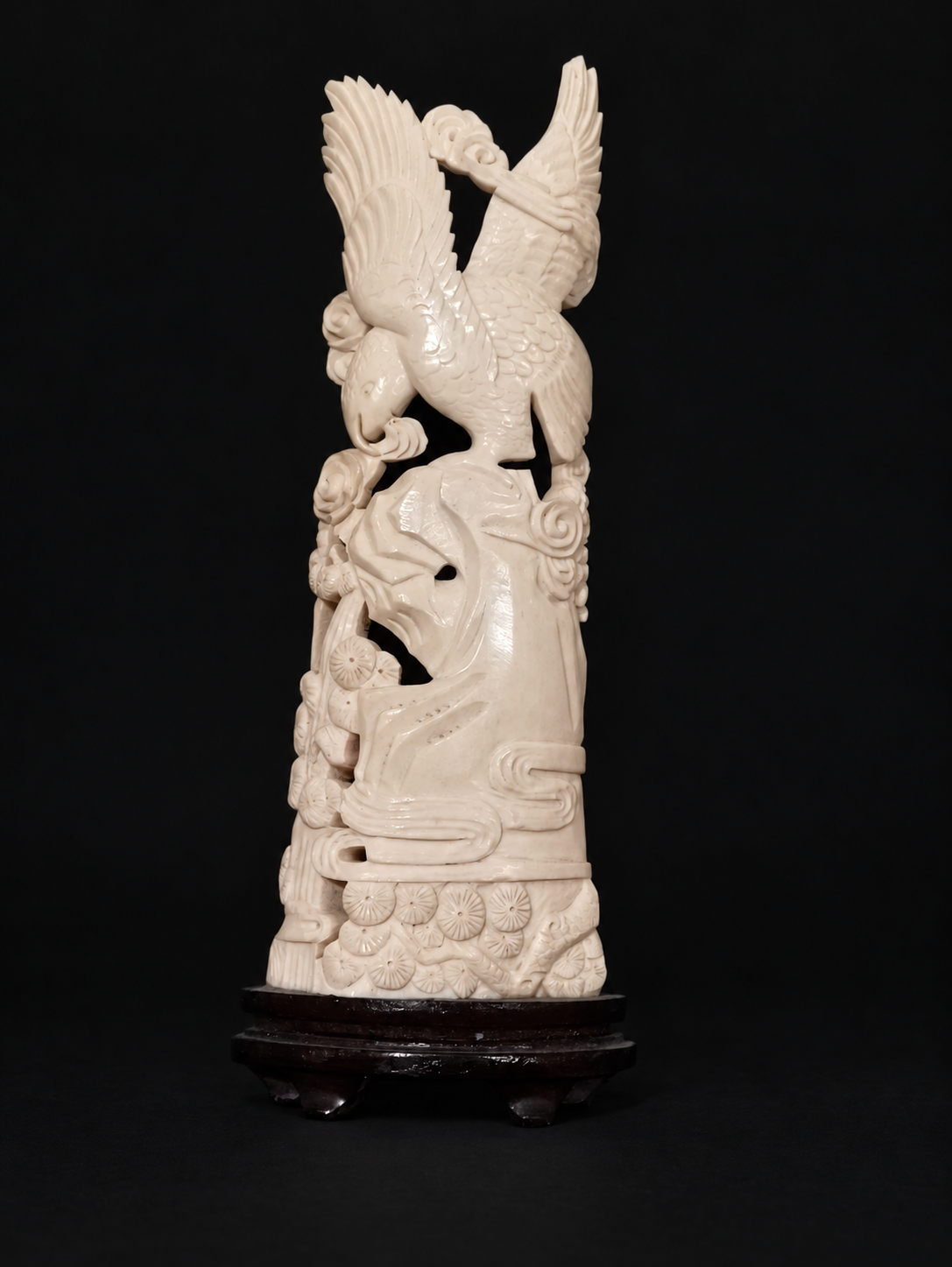 Two Eagles, Rising — Vintage Asian Carved Eagle Sculpture