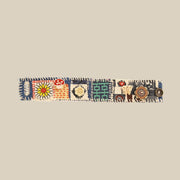 Mist Blue Garden Patchwork Wristband – handmade patchwork fabric bracelet by Brusion