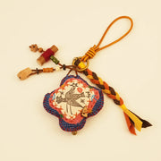 Mythical Bird Bag Charm - Blue Sky Guardian – side view showing shape and hand-stitched details