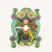 Five-Venom Guardian Toad - Hand-Embroidered Green Protector – handmade textile gift, main product view