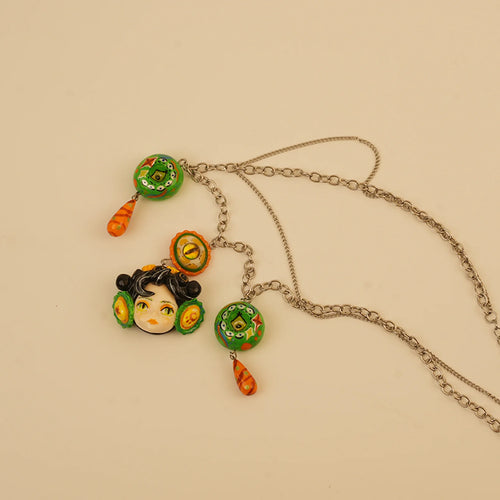 Doll Face Spirit Necklace - Layered Wearable Art